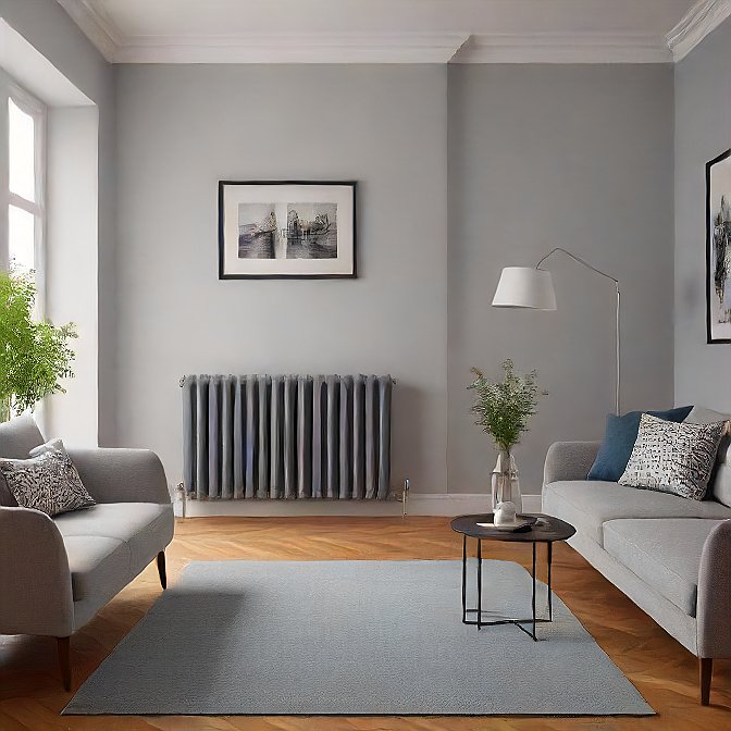 Photo of various grey radiator designs in a home setting